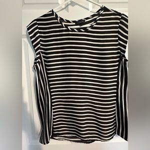 The Limited Medium Silky Black and White Striped Cap Sleeve Top
